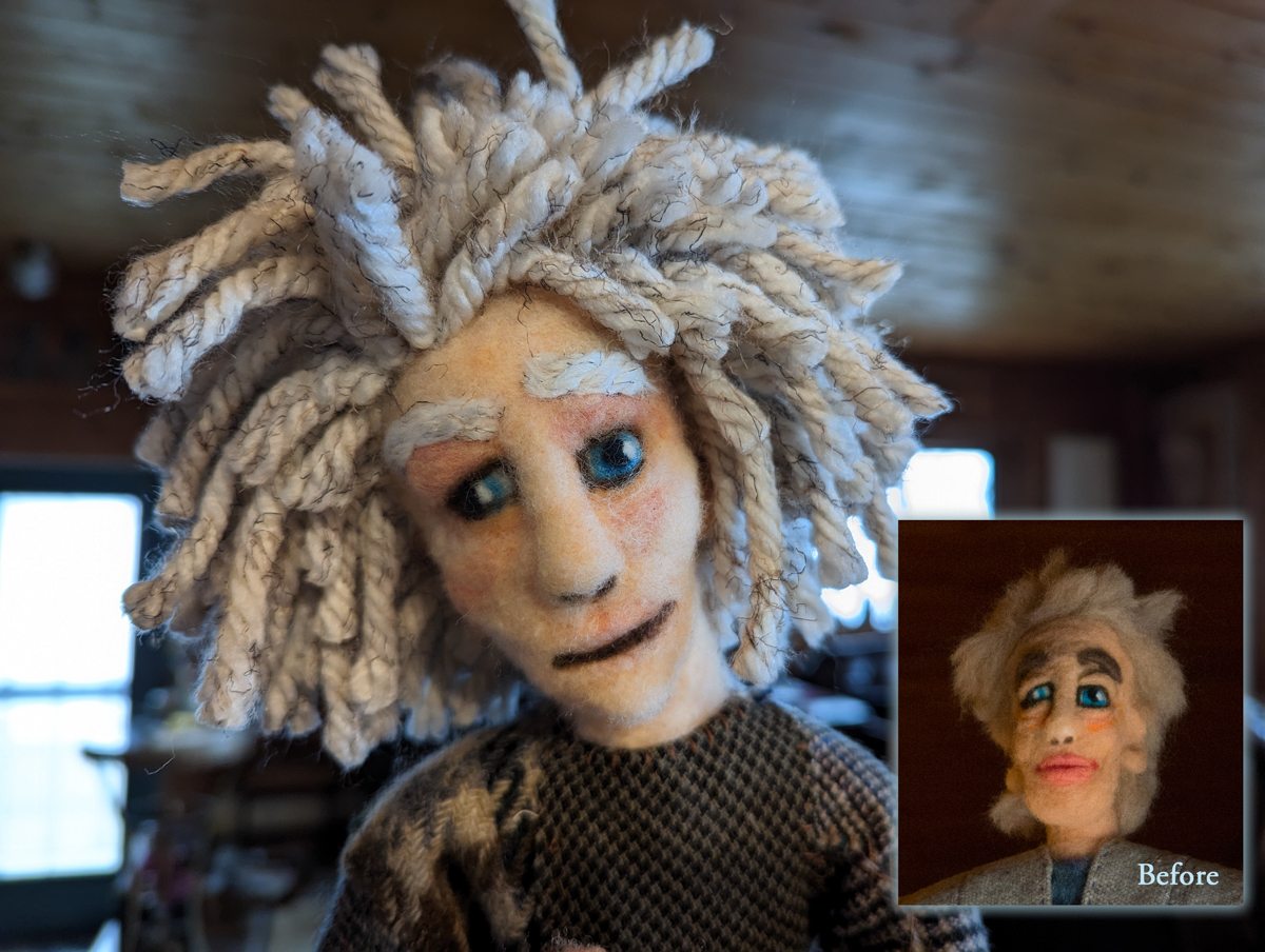 Eli head, before and after